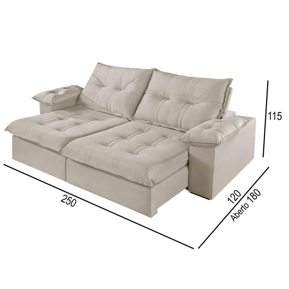Sofá 4 Lugares Retrátil E Reclinável Martins M-183 Veludo Creme - 3