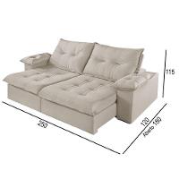 Sofá 4 Lugares Retrátil E Reclinável Martins M-183 Veludo Creme - 3