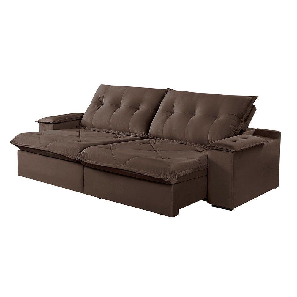 Sofá 2 Lugares Retrátil E Reclinável Martins M-163 Veludo Marrom - 1