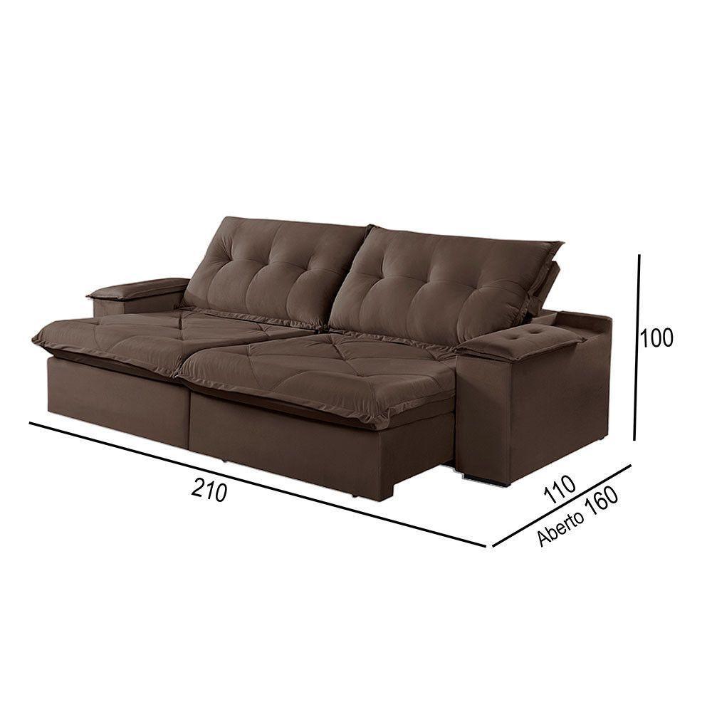 Sofá 2 Lugares Retrátil E Reclinável Martins M-163 Veludo Marrom - 3