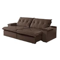 Sofá 2 Lugares Retrátil E Reclinável Martins M-163 Veludo Marrom - 1