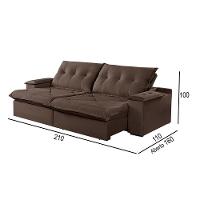 Sofá 2 Lugares Retrátil E Reclinável Martins M-163 Veludo Marrom - 3