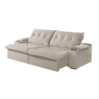 Sofá 2 Lugares Retrátil Martins M-163 Com Acessórios Veludo Creme - 1