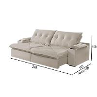 Sofá 2 Lugares Retrátil Martins M-163 Com Acessórios Veludo Creme - 3