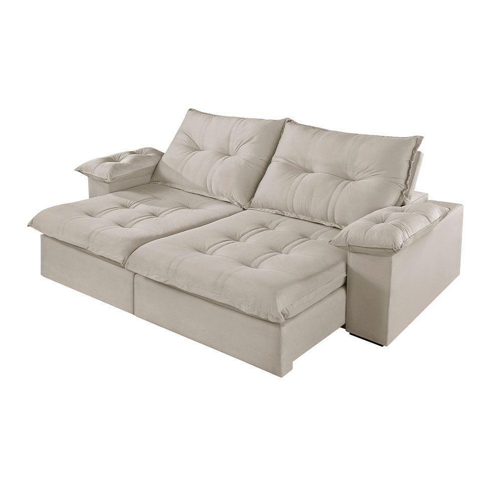 Sofá 5 Lugares Retrátil E Reclinável Martins M-183 Veludo Creme - 1