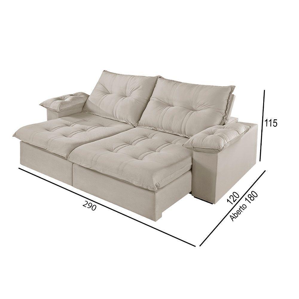 Sofá 5 Lugares Retrátil E Reclinável Martins M-183 Veludo Creme - 3