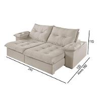 Sofá 5 Lugares Retrátil E Reclinável Martins M-183 Veludo Creme - 3