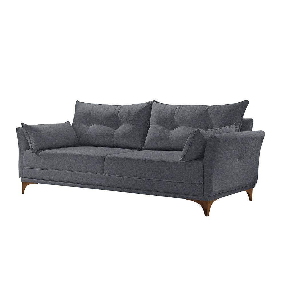 Sofá 3 Lugares Living M-97 Veludo Martins Grafite - 1