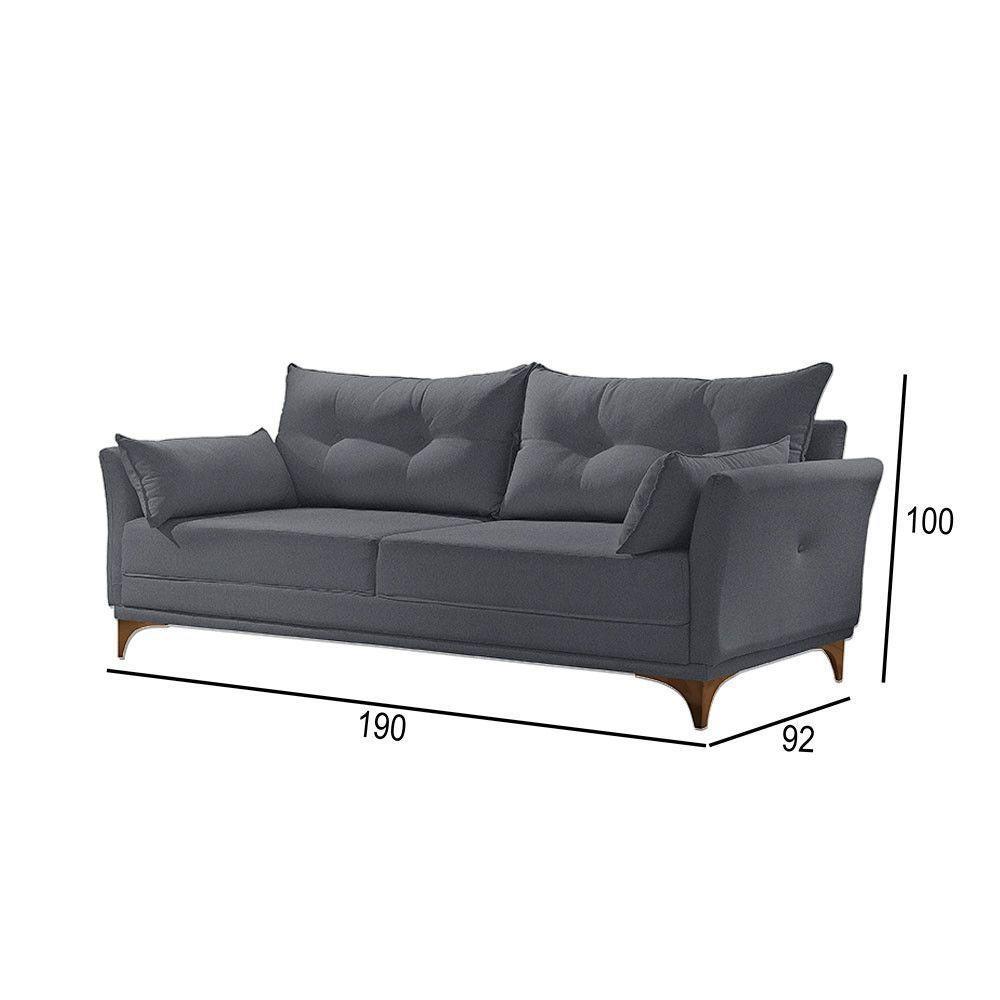 Sofá 3 Lugares Living M-97 Veludo Martins Grafite - 3