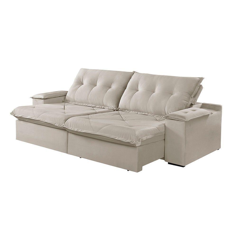 Sofá 2 Lugares Retrátil E Reclinável Martins M-163 Veludo Creme - 1
