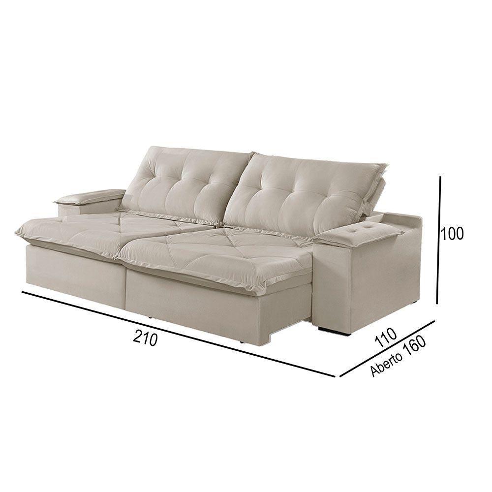 Sofá 2 Lugares Retrátil E Reclinável Martins M-163 Veludo Creme - 3
