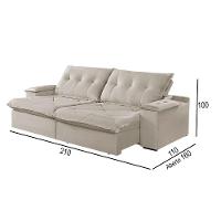 Sofá 2 Lugares Retrátil E Reclinável Martins M-163 Veludo Creme - 3