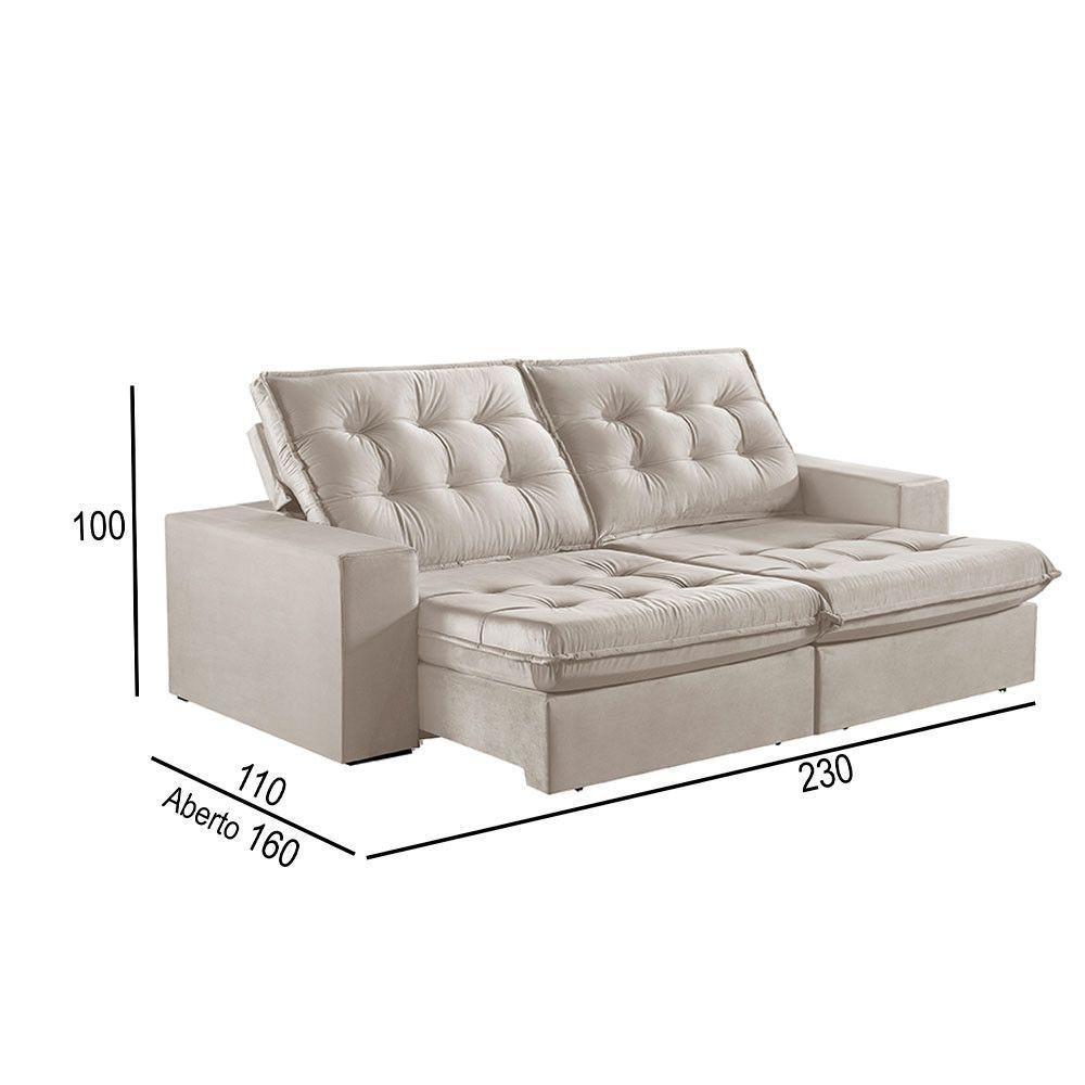 Sofá 3 Lugares Retrátil E Reclinável Martins M-165 Veludo Creme - 3