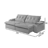 Sofá 2 Lugares Retrátil Martins M-163 Com Acessórios Veludo Cinza - 3