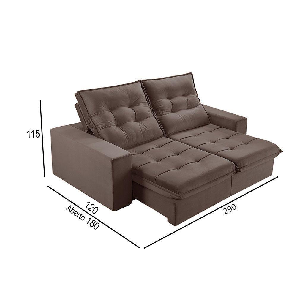 Sofá 5 Lugares Retrátil E Reclinável Martins M-165 Veludo Marrom - 3
