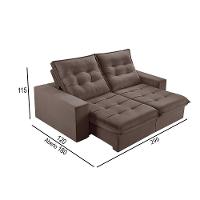 Sofá 5 Lugares Retrátil E Reclinável Martins M-165 Veludo Marrom - 3