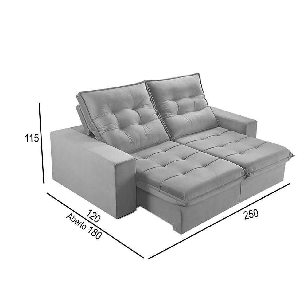 Sofá 4 Lugares Retrátil E Reclinável Martins M-165 Veludo Cinza - 3