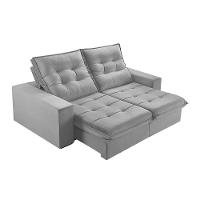 Sofá 4 Lugares Retrátil E Reclinável Martins M-165 Veludo Cinza - 1