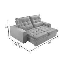 Sofá 4 Lugares Retrátil E Reclinável Martins M-165 Veludo Cinza - 3