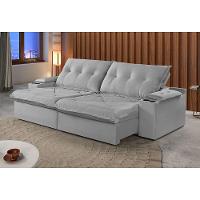 Sofá 4 Lugares Retrátil Martins M-163 Com Acessórios Veludo Cinza - 2