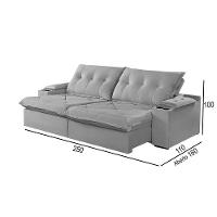 Sofá 4 Lugares Retrátil Martins M-163 Com Acessórios Veludo Cinza - 3