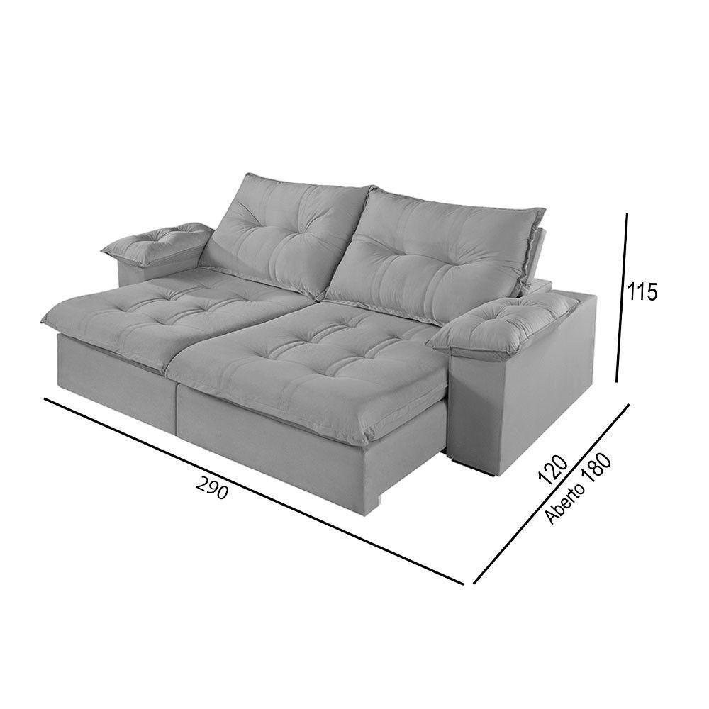 Sofá 5 Lugares Retrátil E Reclinável Martins M-183 Veludo Cinza - 2