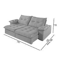 Sofá 5 Lugares Retrátil E Reclinável Martins M-183 Veludo Cinza - 2