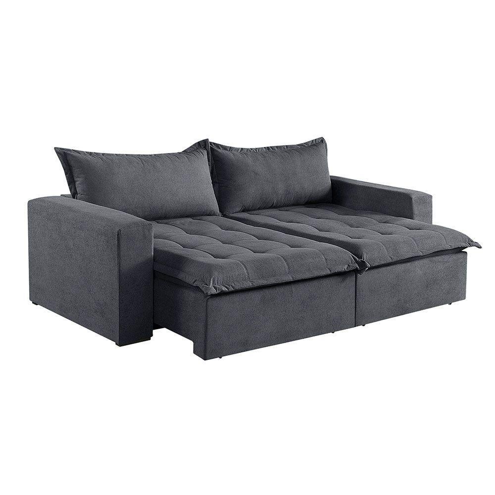 Sofá 5 Lugares Retrátil E Reclinável M-184 Veludo Martins Grafite - 1