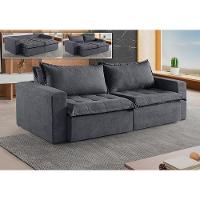 Sofá 5 Lugares Retrátil E Reclinável M-184 Veludo Martins Grafite - 2