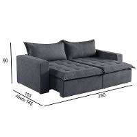 Sofá 5 Lugares Retrátil E Reclinável M-184 Veludo Martins Grafite - 3