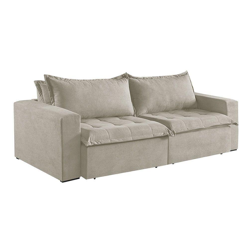Sofá Cama 2 Lugares Retrátil Reclinável Linho M-184 Martins Creme - 2