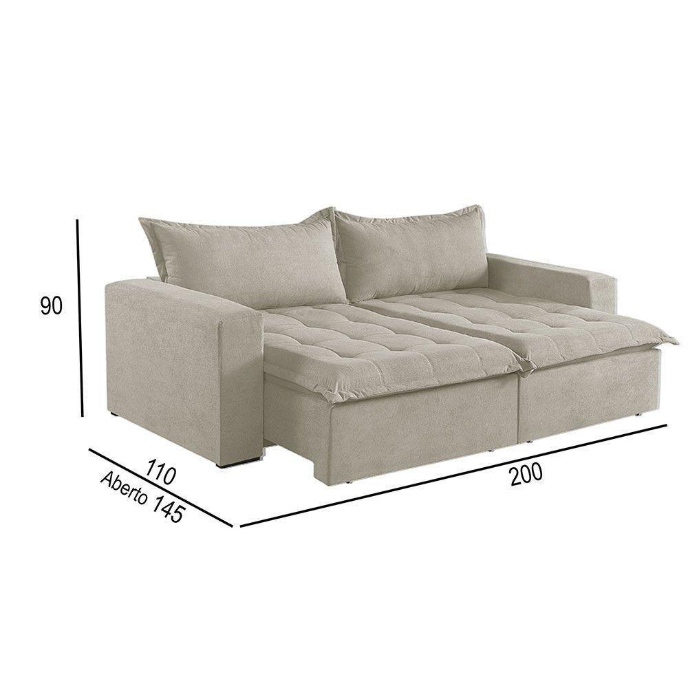 Sofá Cama 2 Lugares Retrátil Reclinável Linho M-184 Martins Creme - 4