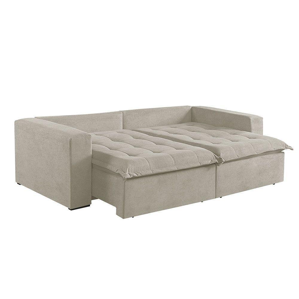 Sofá Cama 2 Lugares Retrátil Reclinável Linho M-184 Martins Creme - 5