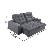 Sofá 5 Lugares Retrátil E Reclinável Martins M-165 Veludo Grafite - 3