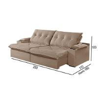 Sofá 4 Lugares Retrátil Martins M-163 Com Acessórios Veludo Bege - 3