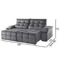 Sofá 4 Lugares Retrátil E Reclinável Martins M-122 Veludo Grafite - 2