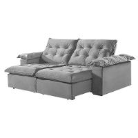 Sofá 2 Lugares Retrátil E Reclinável Martins M-147 Veludo Cinza - 1