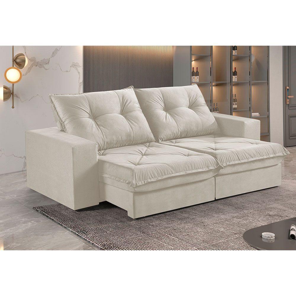 Sofá 3 Lugares Retrátil E Reclinável Martins M-163 Veludo Creme - 2