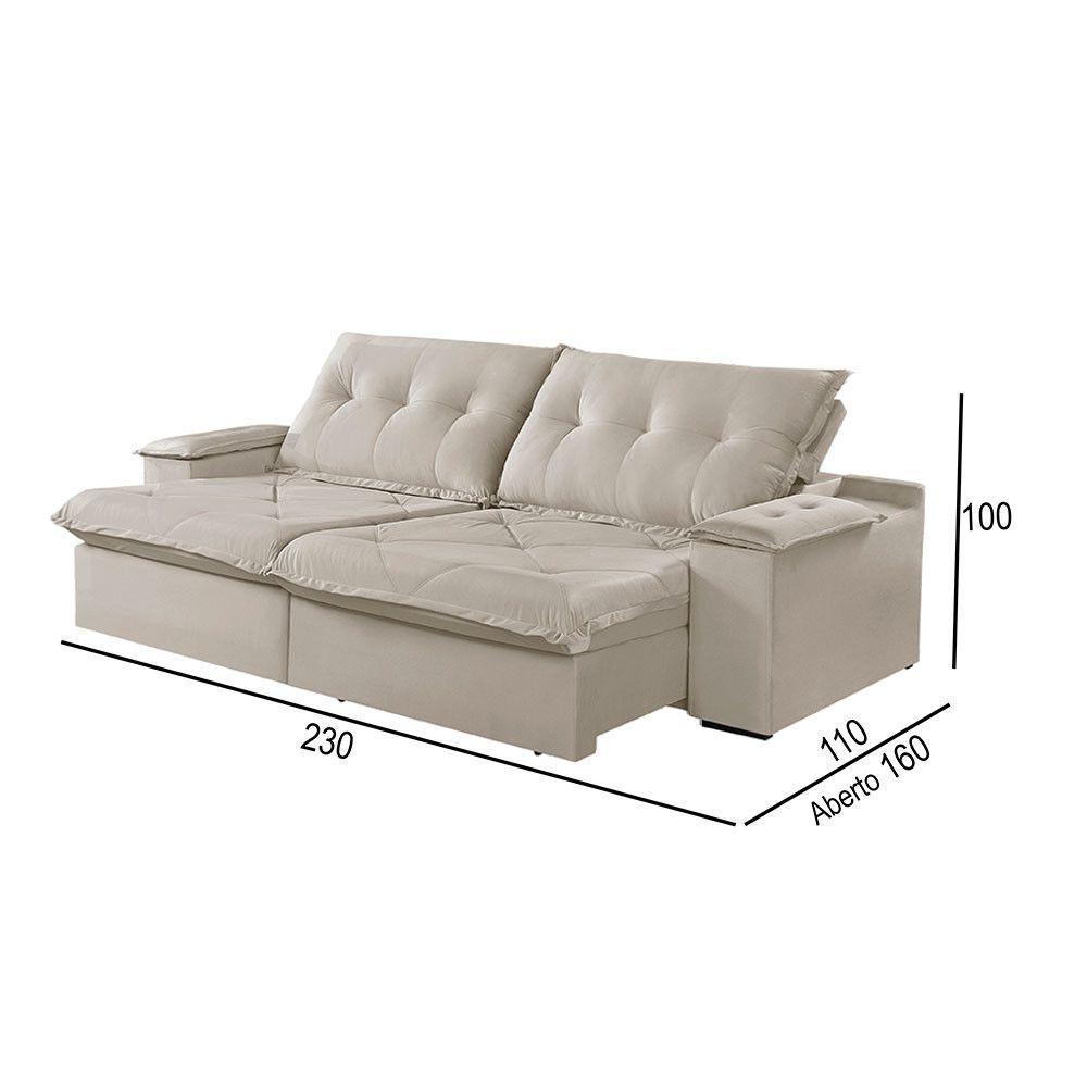 Sofá 3 Lugares Retrátil E Reclinável Martins M-163 Veludo Creme - 3
