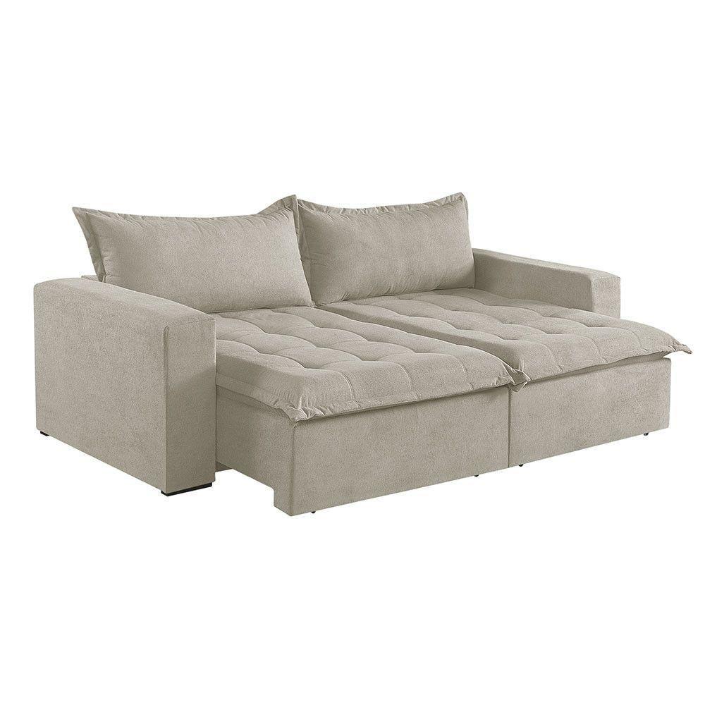 Sofá Cama 3 Lugares Retrátil Reclinável Linho M-184 Martins Creme - 1