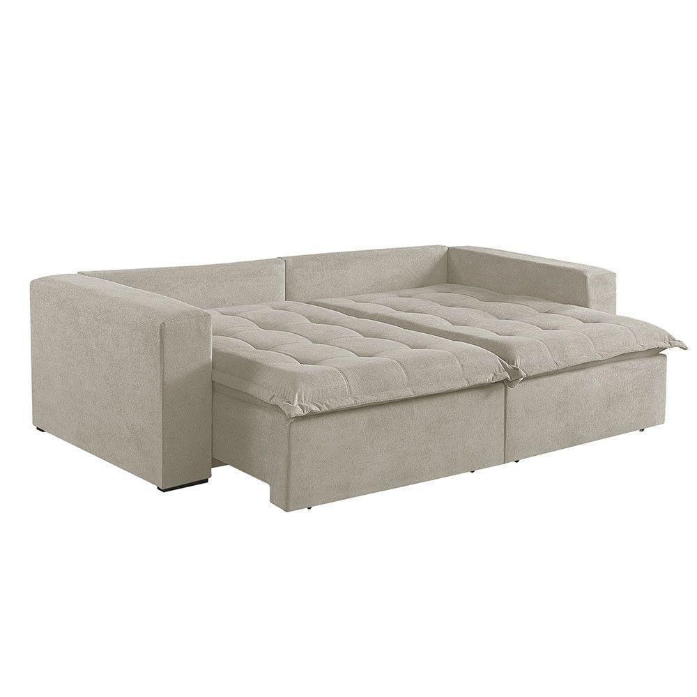 Sofá Cama 3 Lugares Retrátil Reclinável Linho M-184 Martins Creme - 4