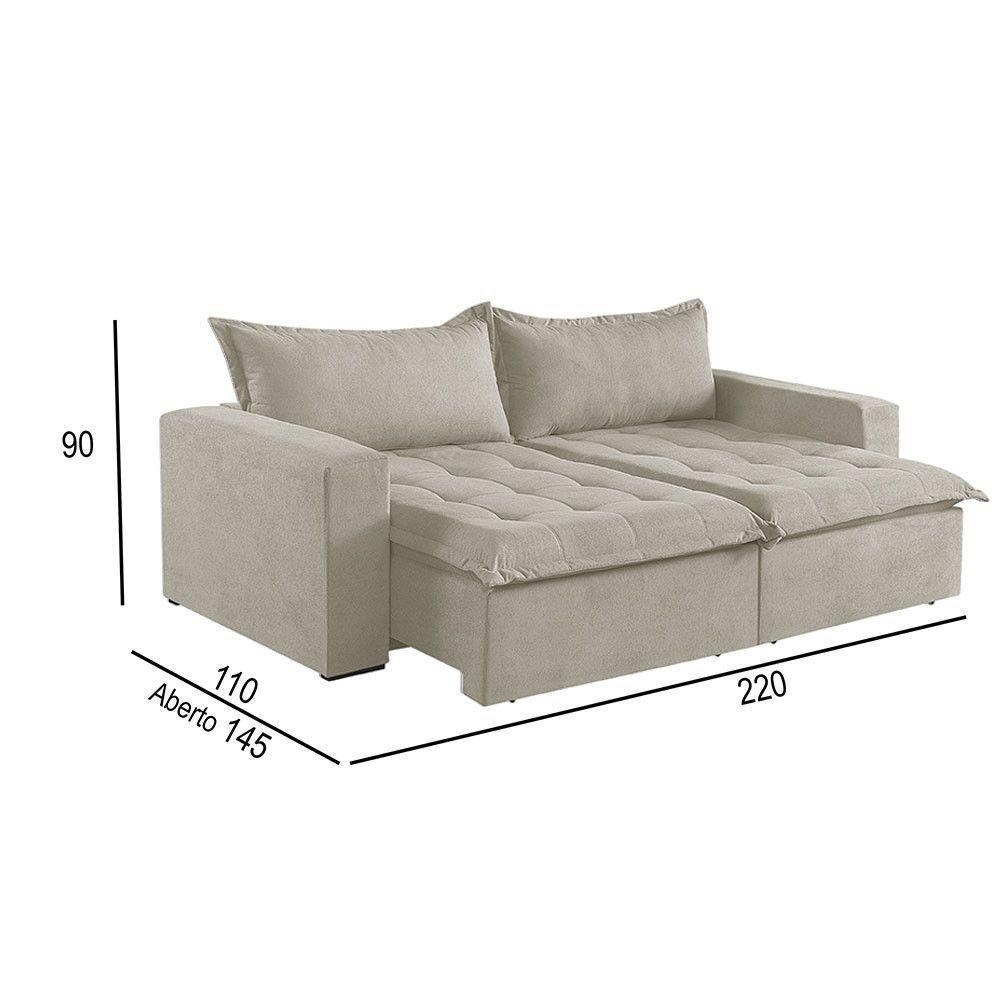Sofá Cama 3 Lugares Retrátil Reclinável Linho M-184 Martins Creme - 5