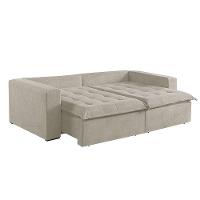 Sofá Cama 3 Lugares Retrátil Reclinável Linho M-184 Martins Creme