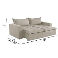 Sofá Cama 3 Lugares Retrátil Reclinável Linho M-184 Martins Creme - 5