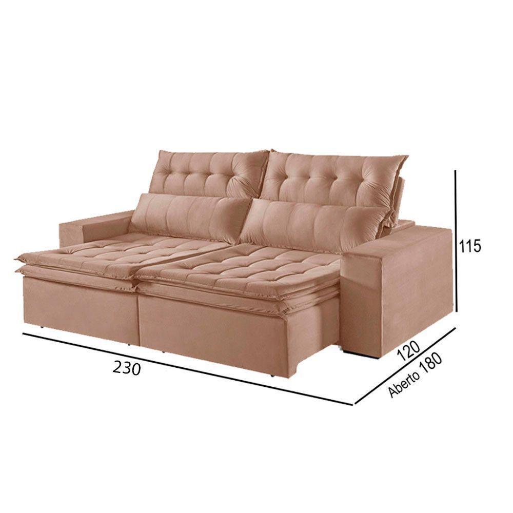 Sofá 3 Lugares Retrátil E Reclinável Martins M-118 Veludo Bege - 3