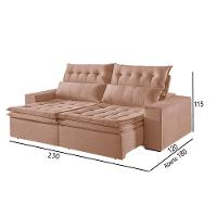 Sofá 3 Lugares Retrátil E Reclinável Martins M-118 Veludo Bege - 3