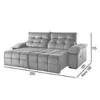 Sofá 4 Lugares Retrátil E Reclinável Martins M-122 Veludo Cinza - 2