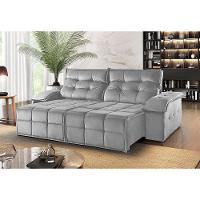 Sofá 4 Lugares Retrátil E Reclinável Martins M-122 Veludo Cinza - 3