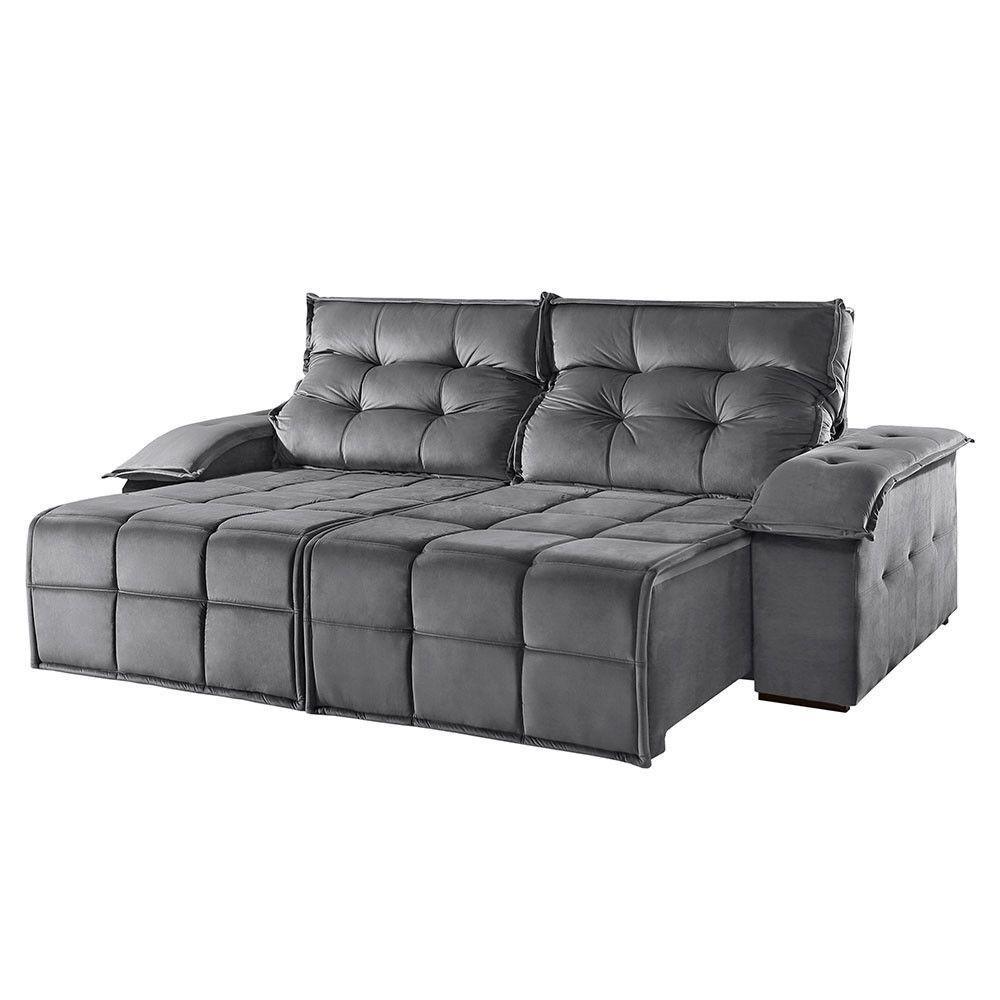 Sofá 2 Lugares Retrátil E Reclinável Martins M-122 Veludo Grafite - 1