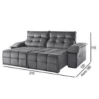 Sofá 2 Lugares Retrátil E Reclinável Martins M-122 Veludo Grafite - 3